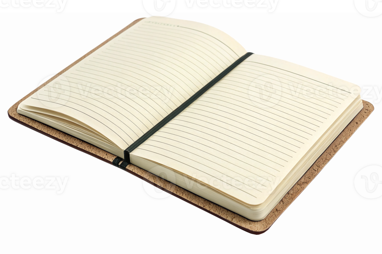 Open Blank Notebook with Lines on Pages for Writing and Note Taking on Transparent Background png