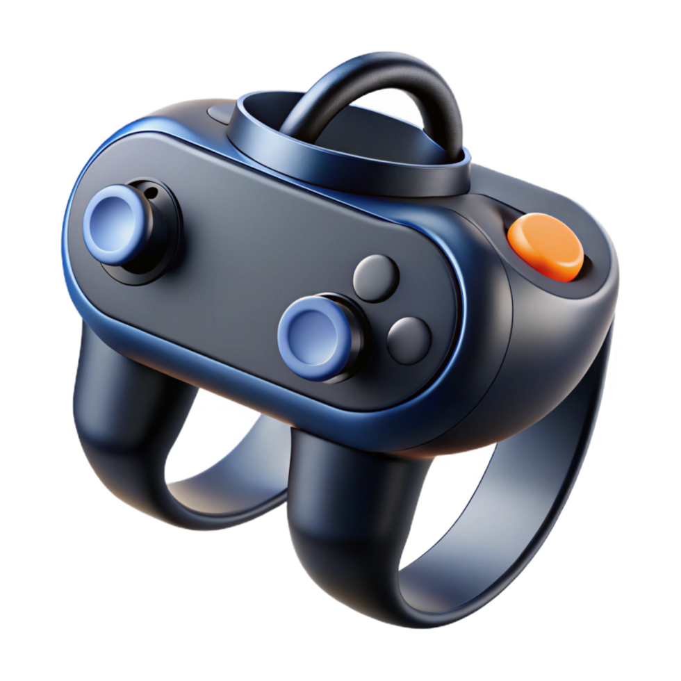 vibrant modern Virtual reality controller, ergonomic design, black authentic png