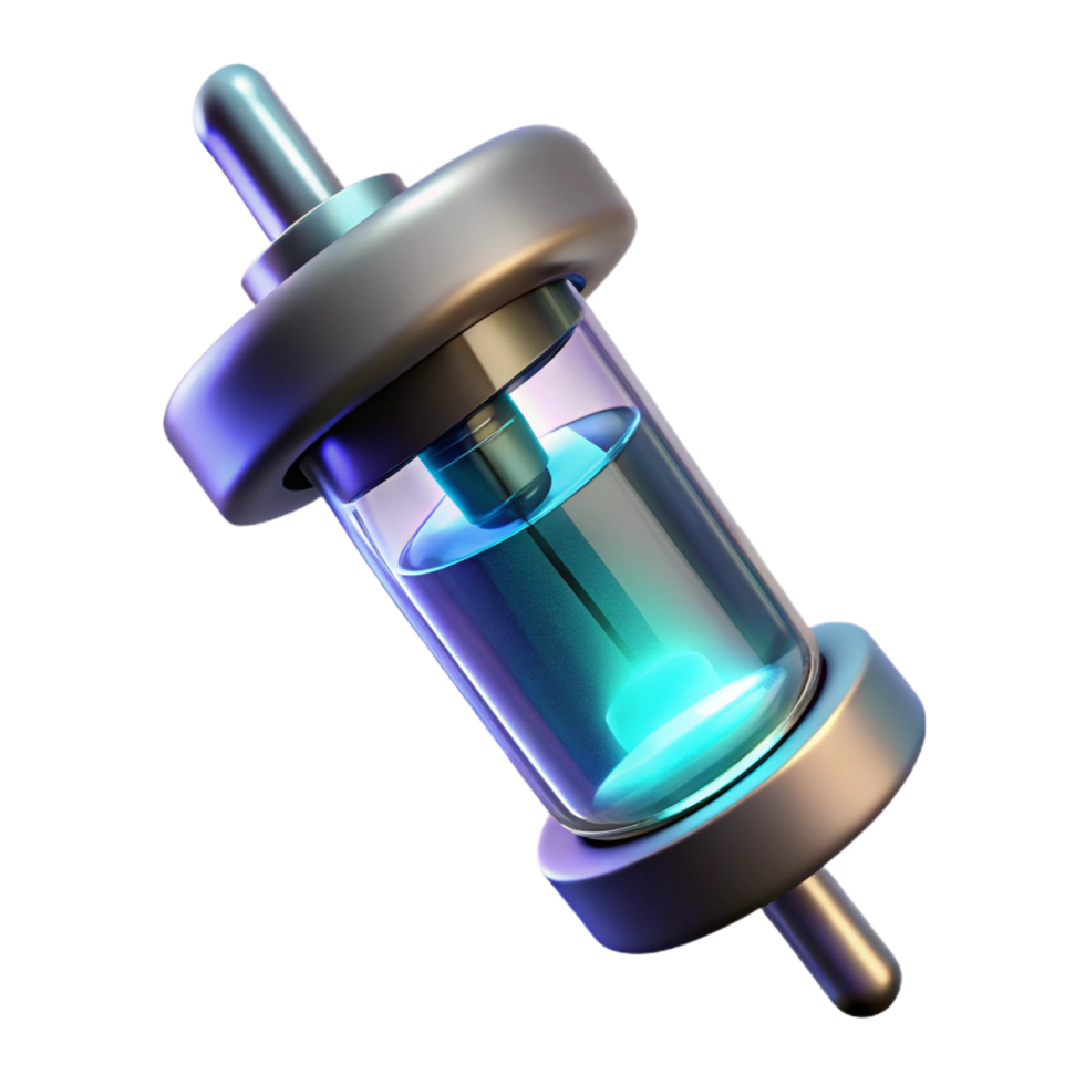 impressive creative Futuristic medical syringe, filled with glowing liquid genuine png
