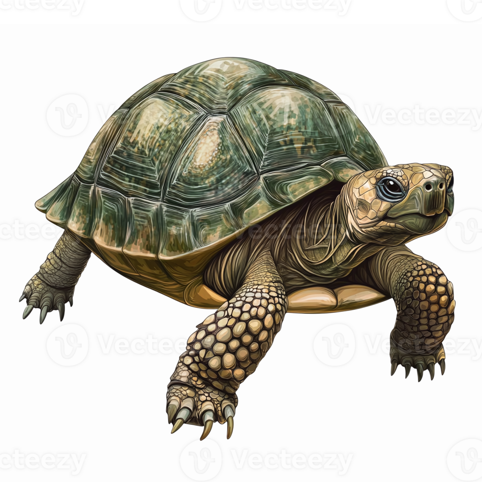 Realistic Tortoise Illustration with Detailed Shell and Natural Colors for Educational and Artistic Use png