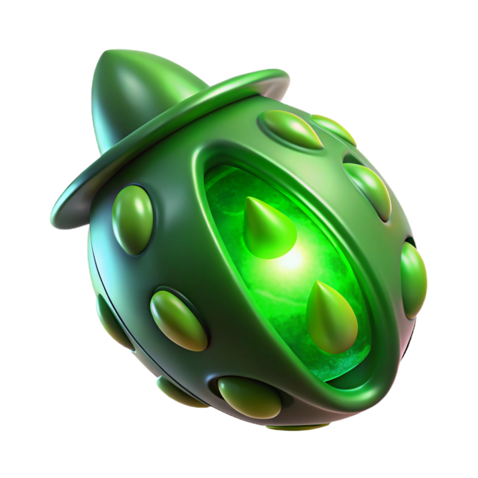 beautiful vintage Alien seed pod, glowing green, pulsating high quality png