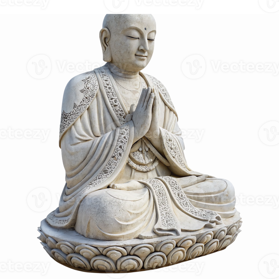 Serene Meditation Statue of Buddha Symbolizing Peace and Spirituality with Transparent Background png