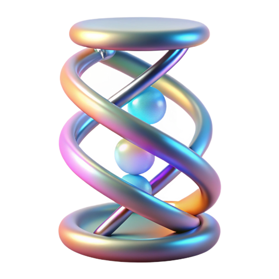 stunning artistic Holographic display of DNA strands, rotating slowly high resolution png