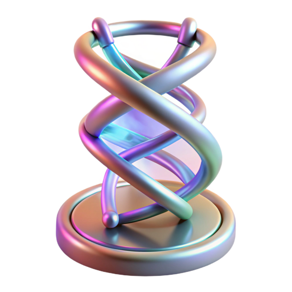 stunning abstract Holographic display of DNA strands, rotating slowly original png