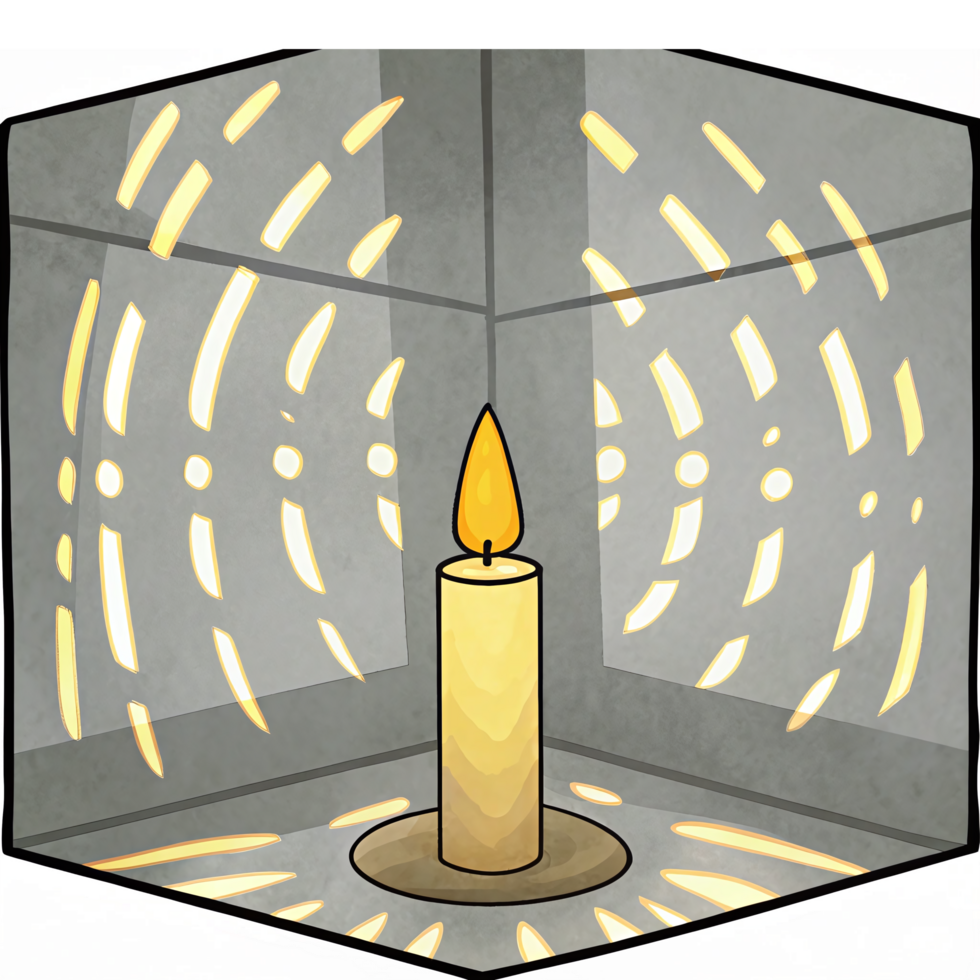 Elegant Candle Flame Casting Light Effects in Dim Corner Setting for Tranquil Ambiance png