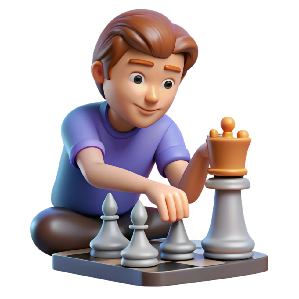 dramatic abstract Concentrated chess player, making a move, exclusive png