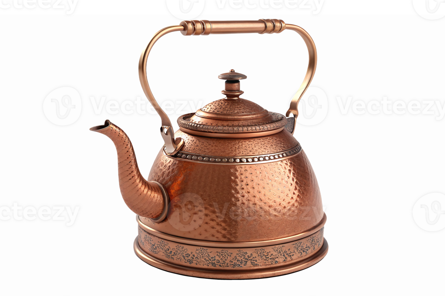 Copper Teapot with Elegant Design and Decorative Handle for Stylish Tea Brewing png