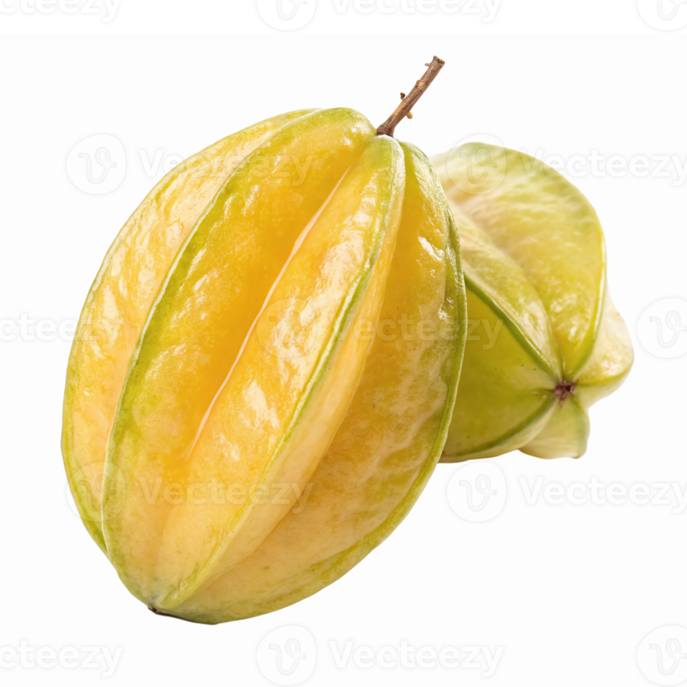 Fresh Starfruit Slices Golden Tropical Fruit Healthy Snack Bright Yellow Background png