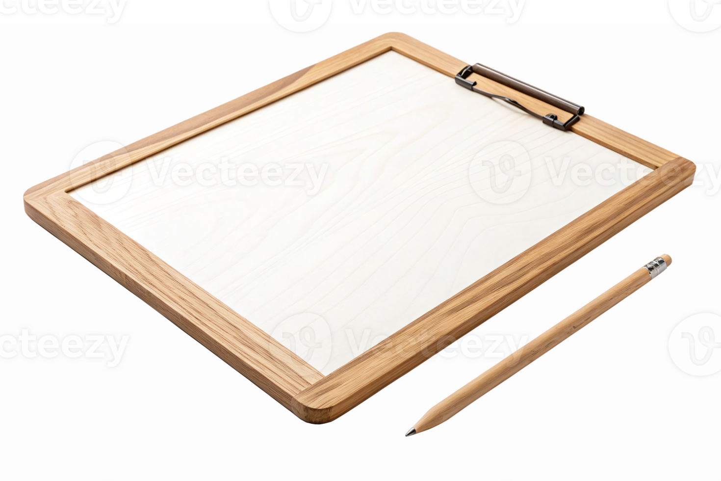 Blank Clipboard with Wooden Frame and Pencil Isolated on Transparent Background png