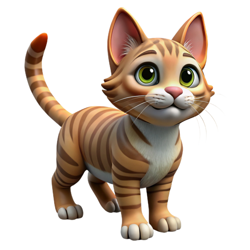dramatic traditional Playful kitten, tabby cat, curious expression, high quality png