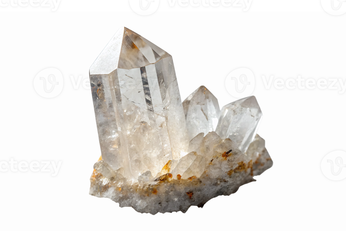 Brilliant Quartz Crystal Cluster with Natural Transparency and Sparkling Features png