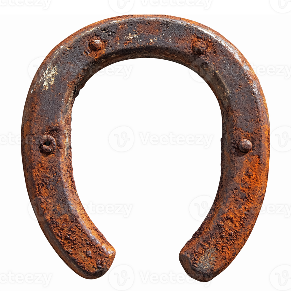Rusty Horseshoe Isolated on Transparent Background for Good Luck and Rustic Decor png