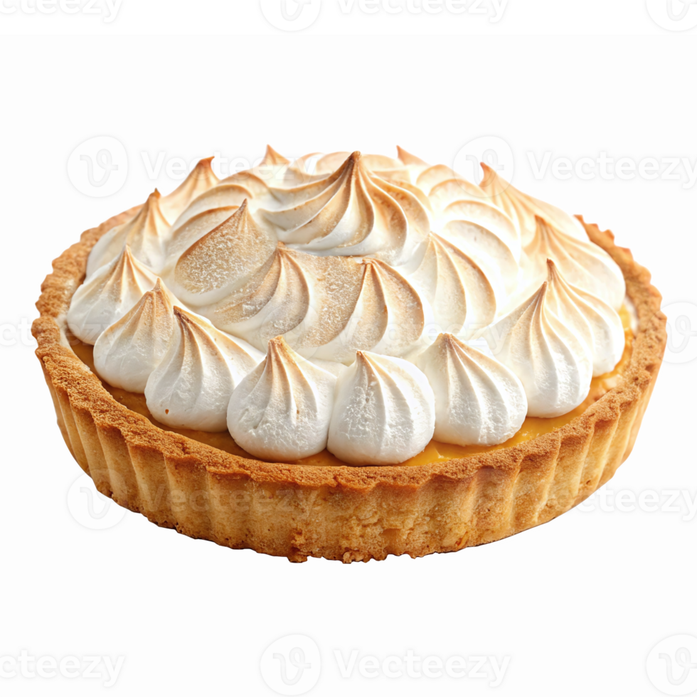Delicious Lemon Meringue Pie with Golden Swirls of Meringue on Flaky Crust png