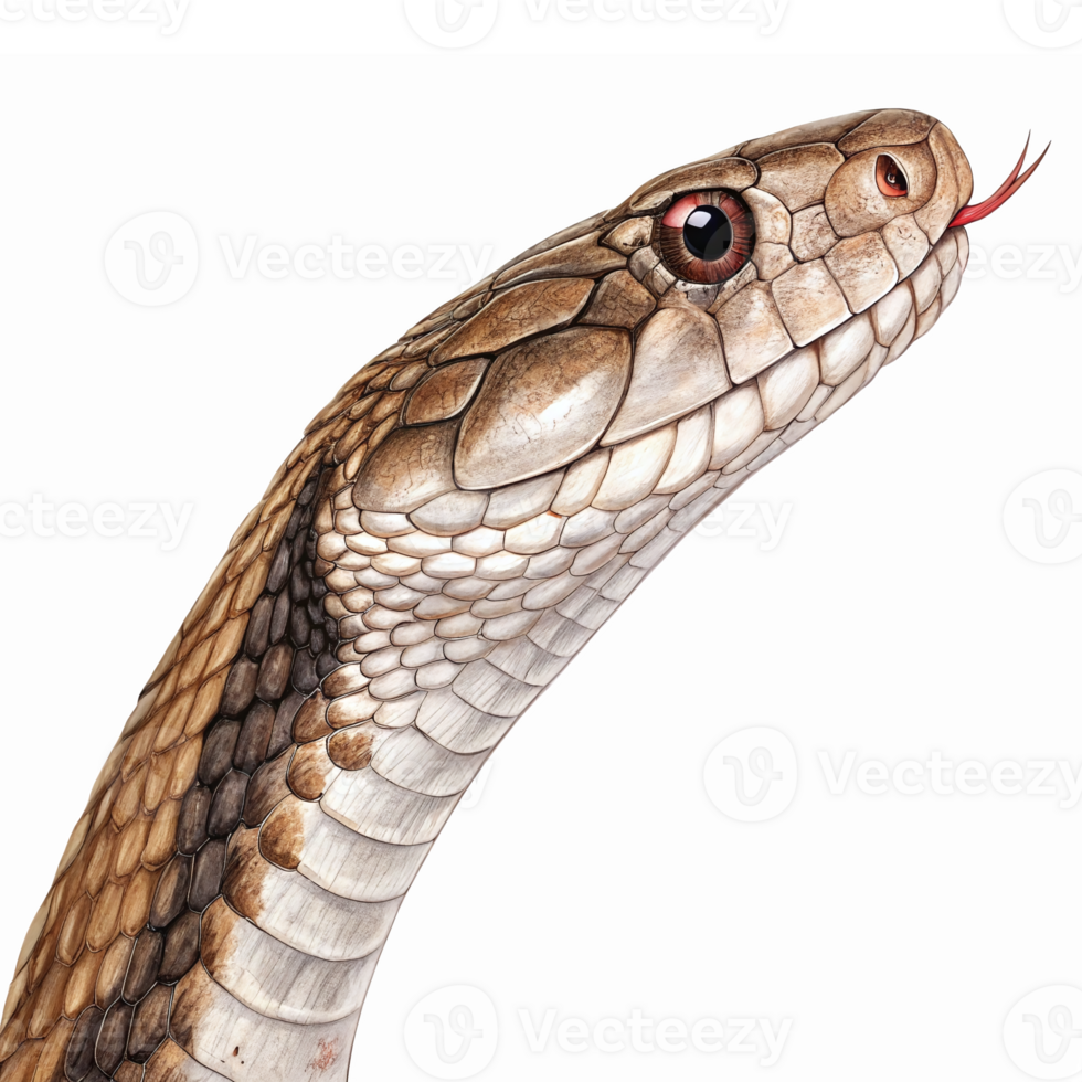 Realistic Brown Snake Close Up with Tongue Extended on Transparent Background for Nature Illustrations png