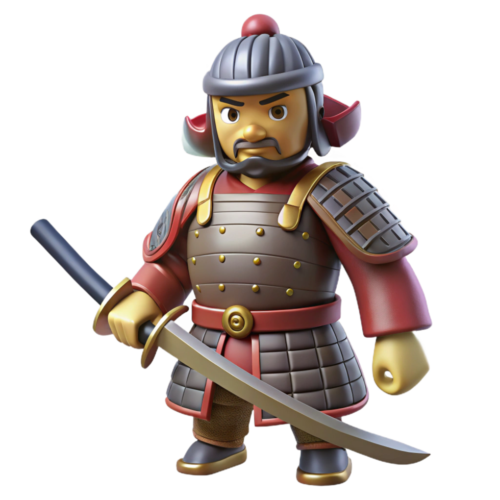 magnificent rustic Samurai warrior, katana, armor, high quality png