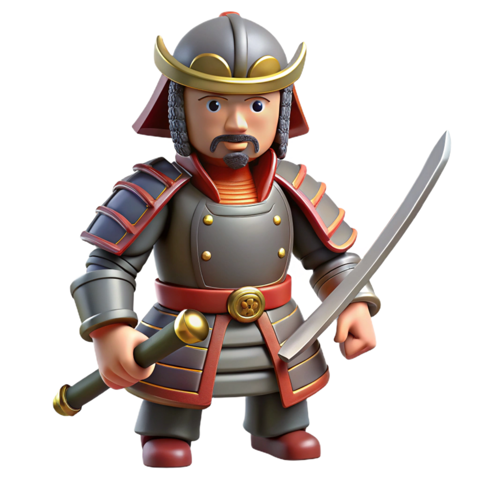 dramatic modern Samurai warrior, katana, armor, premium png