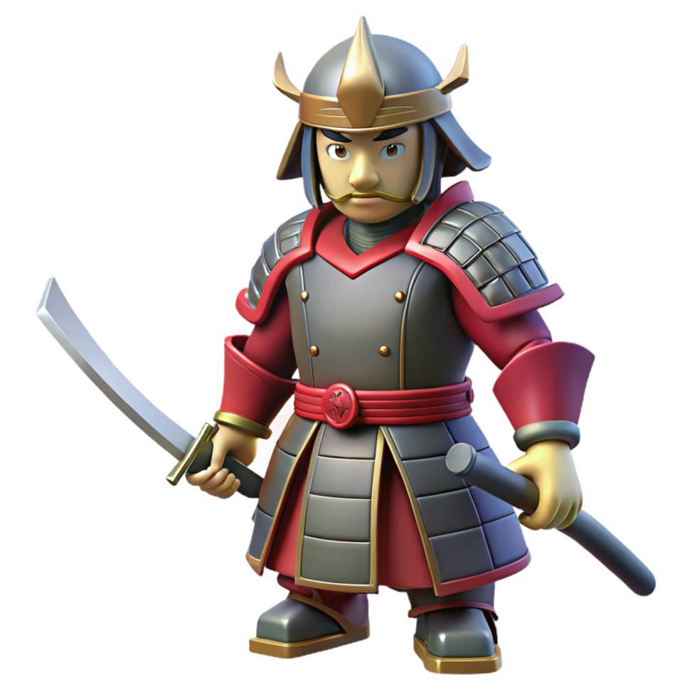 beautiful traditional Samurai warrior, katana, armor, 4K png
