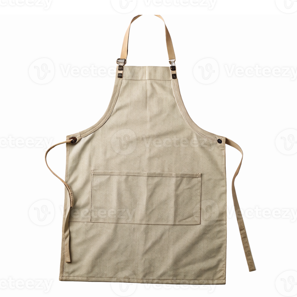 Beige Kitchen Apron with Pockets Adjustable Straps for Cooking and Baking Activities png