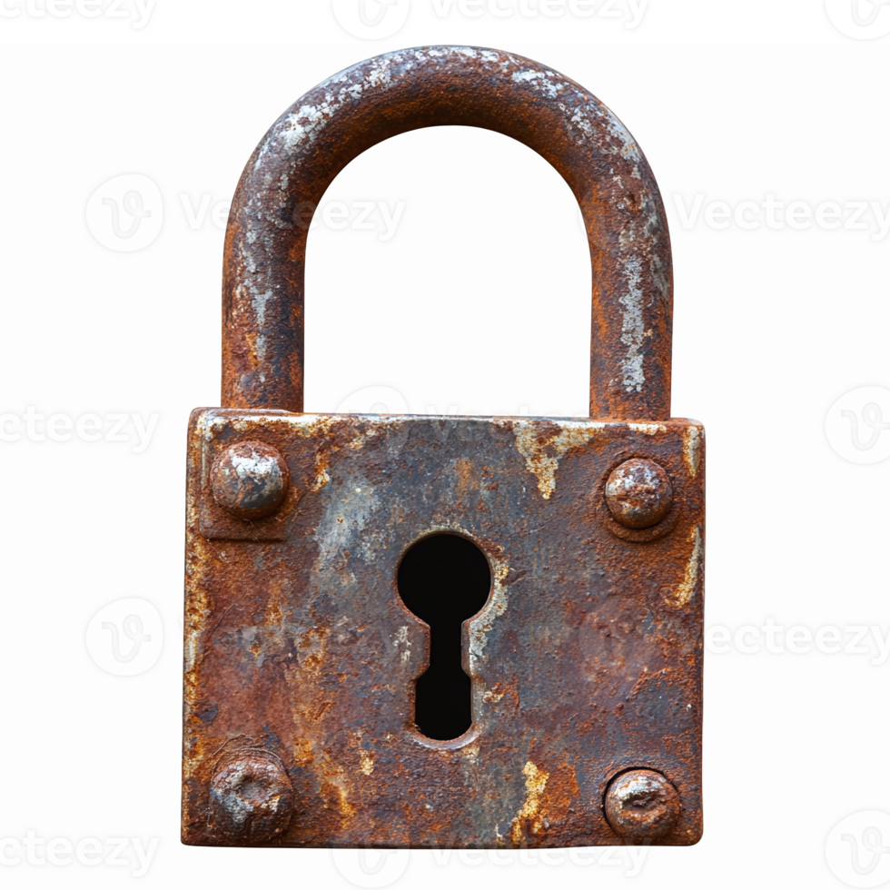 Rusty Padlock Vintage Design with Keyhole for Security and Lock Concept png