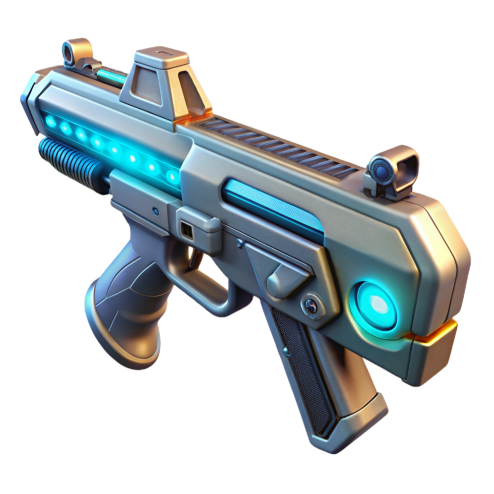 impressive classic Futuristic weapon, energy rifle, glowing sights authentic png