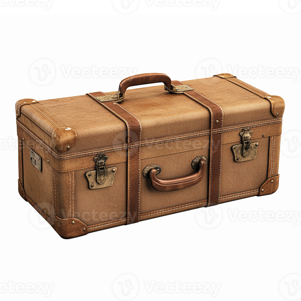 Vintage Leather Suitcase Travel Luggage Retro Case Classic Travel Accessory Design png