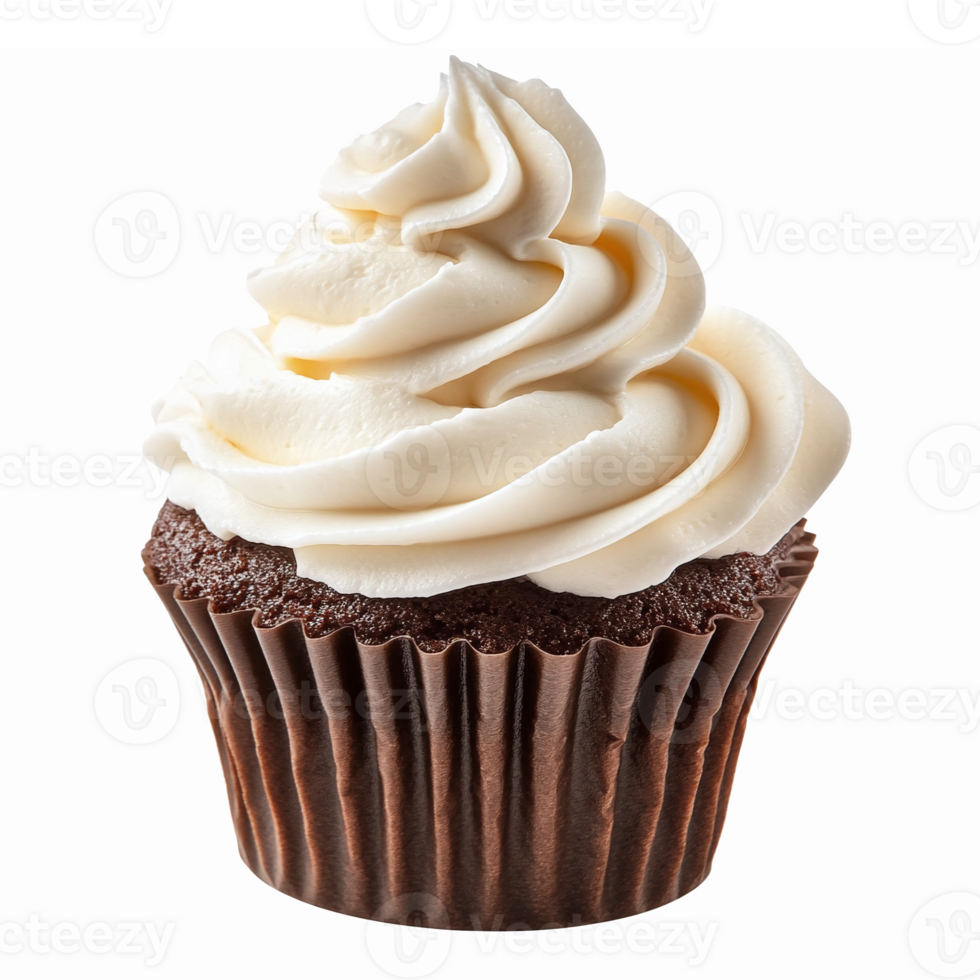 Delicious Chocolate Cupcake with Creamy Frosting on a Transparent Background png