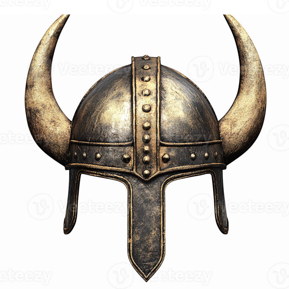 Detailed Viking Helmet with Horns and Rivet Design in Transparent Background for Historical Themes png