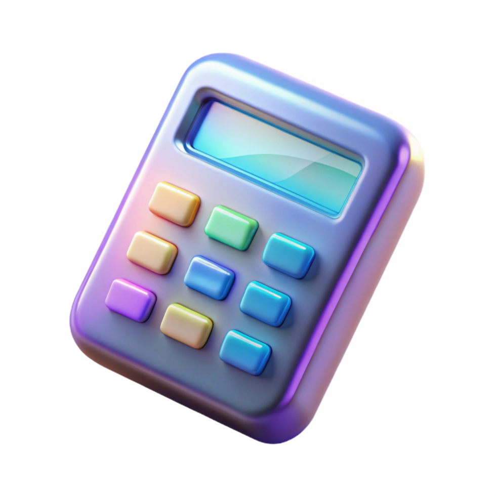 wonderful minimalist Advanced scientific calculator, holographic display, complex equations authentic png