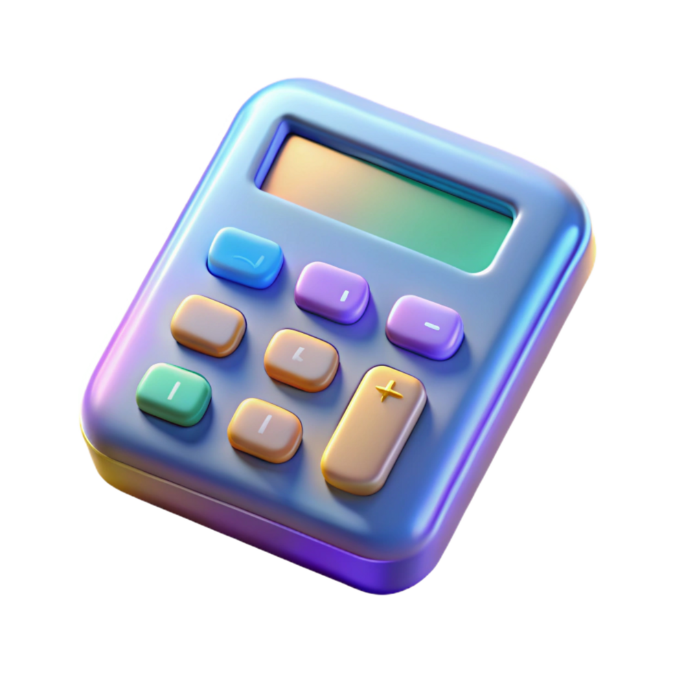 impressive minimalist Advanced scientific calculator, holographic display, complex equations high quality png