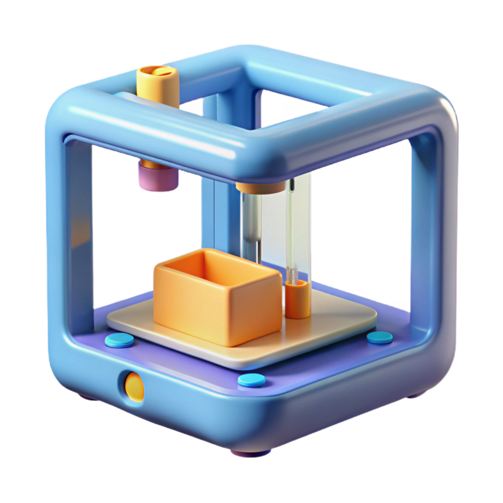 dramatic minimalist Advanced 3D printer, creating complex object detailed png