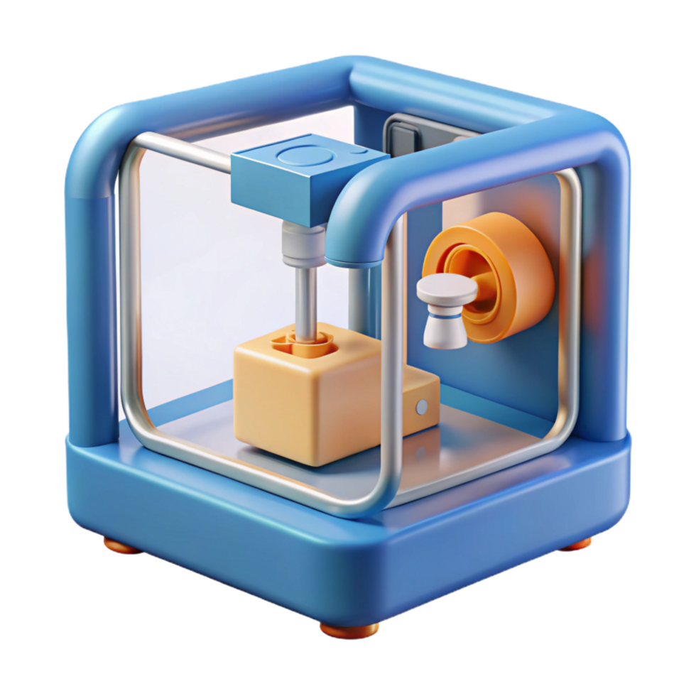 dramatic artistic Advanced 3D printer, creating complex object high resolution png