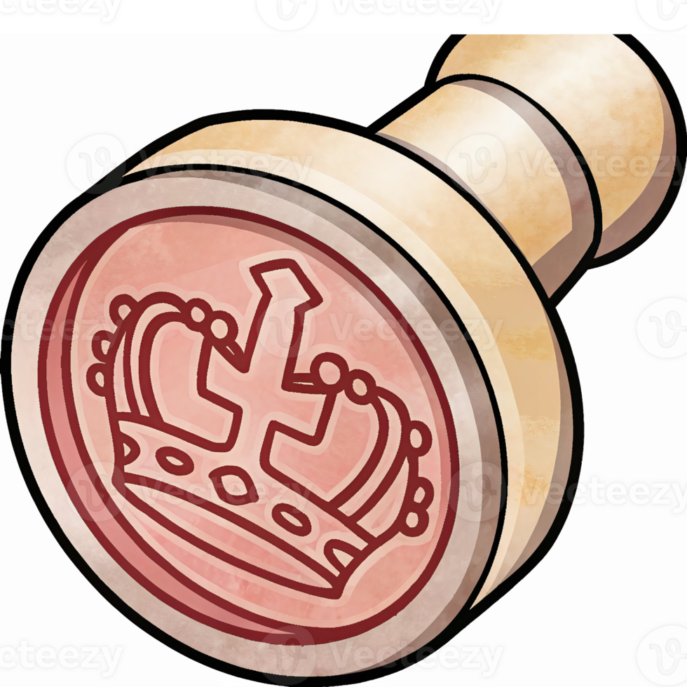 Vintage Royal Wax Seal Stamp with Crown Design for Invitations and Document Signatures png