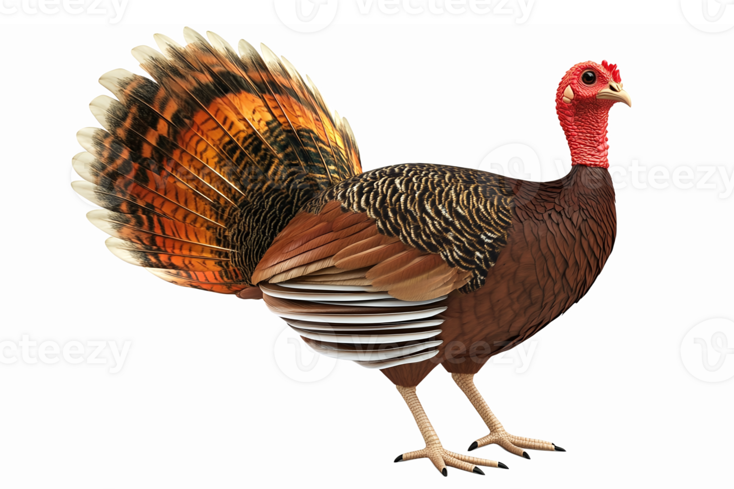 Realistic 3D Turkey with Vibrant Feathers Perfect for Thanksgiving and Cooking Illustrations png