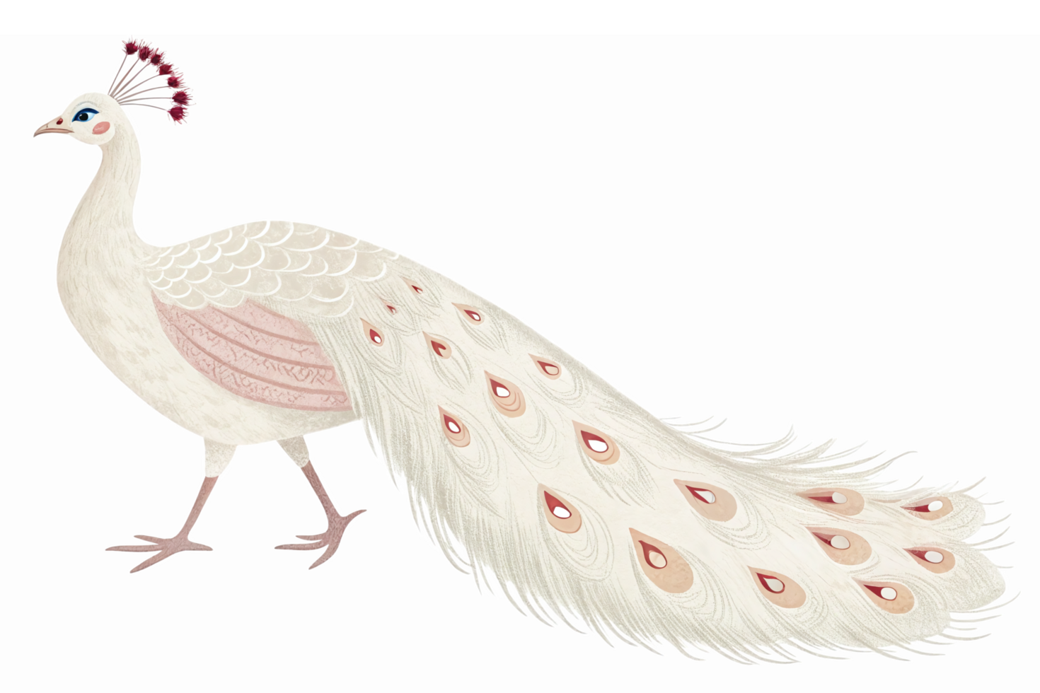 Elegant White Peacock with Vibrant Feathers on Transparent Background for Decorative Use png