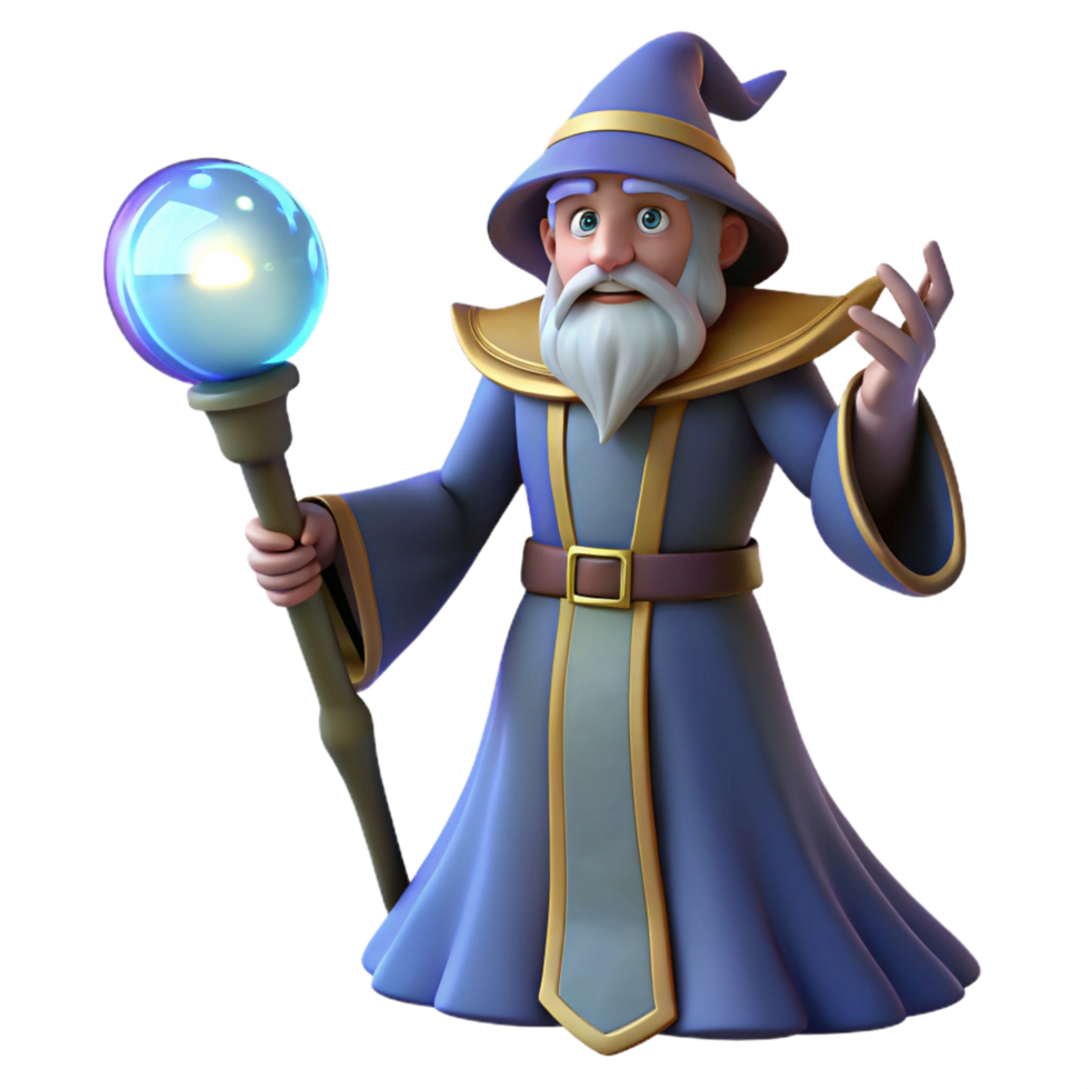impressive creative A powerful wizard, holding a glowing orb of energy high quality png