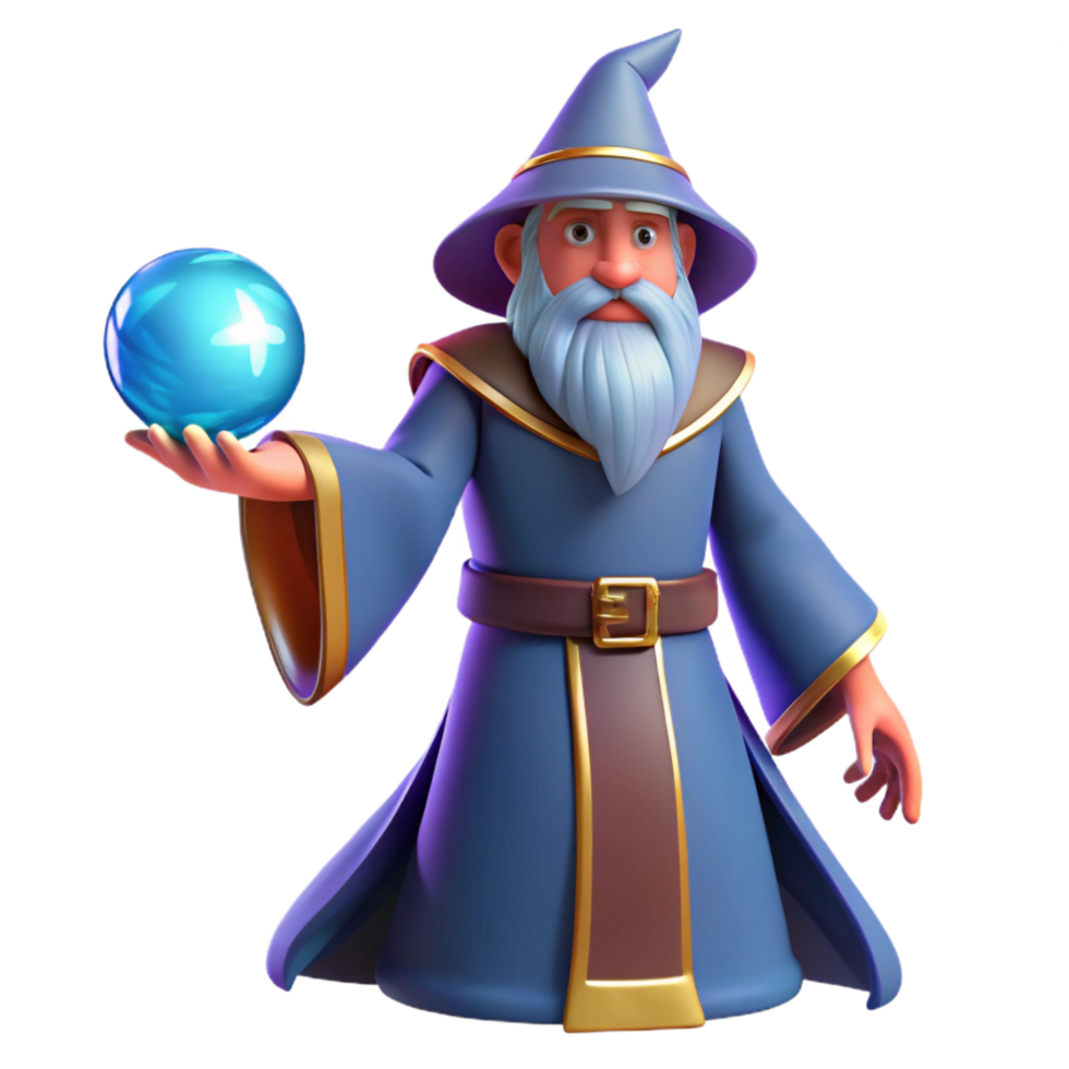 serene vintage A powerful wizard, holding a glowing orb of energy exclusive png