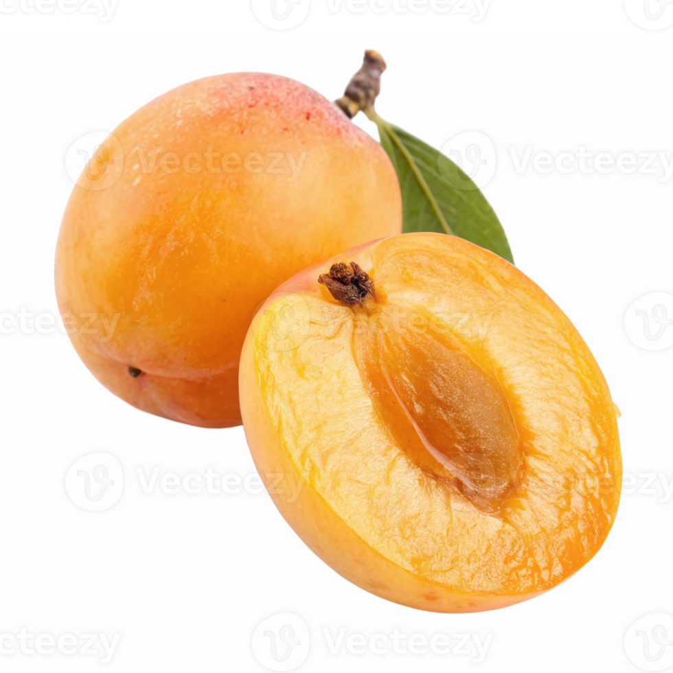 Fresh Juicy Apricot Whole and Sliced on Transparent Background for Healthy Food Concepts png