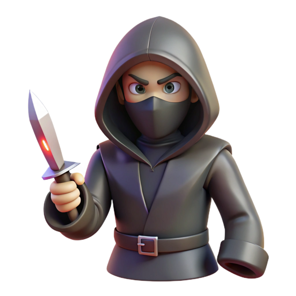 magnificent vintage A hooded assassin, holding a poisoned dagger premium png