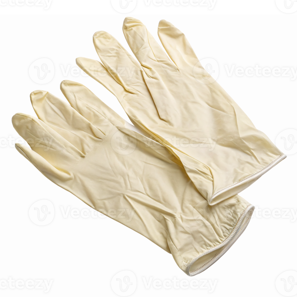 Disposable Latex Gloves for Medical and Cleaning Use on Transparent Background png