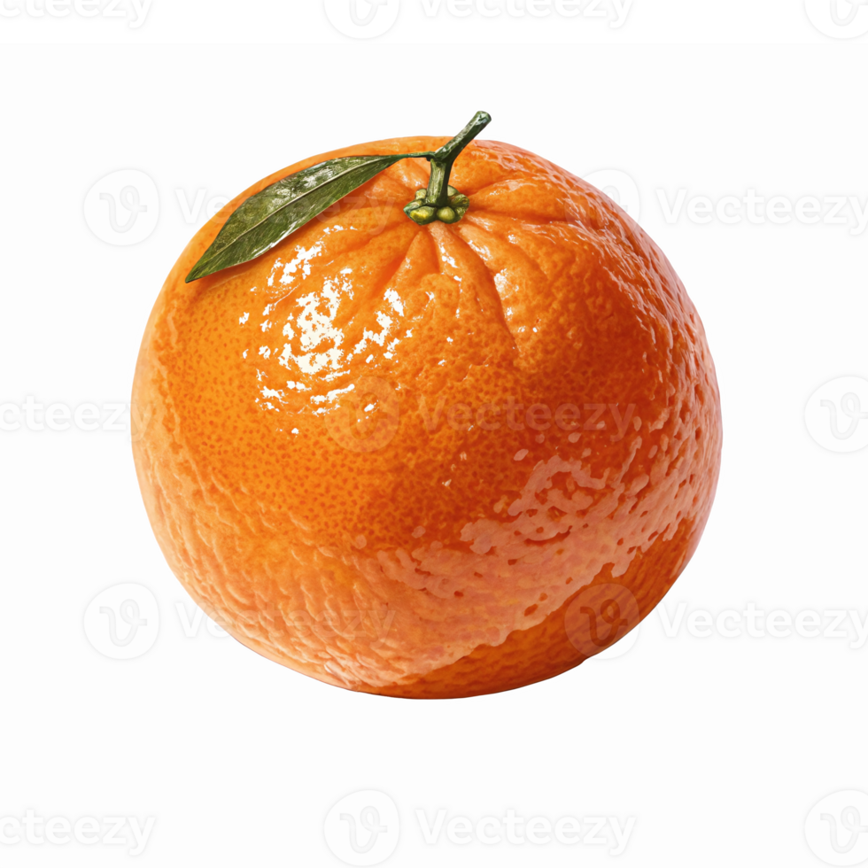 Realistic Orange Fruit with Leaf on Transparent Background for Use in Food and Beverage Designs png