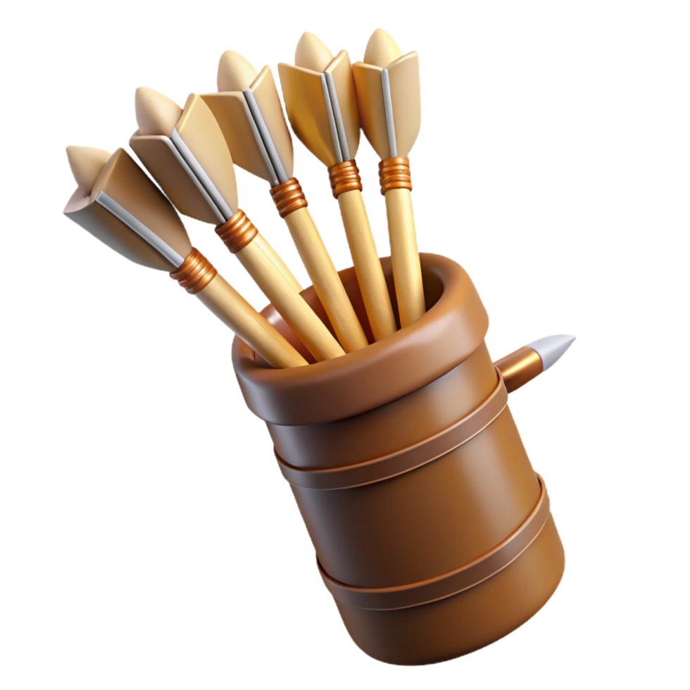 impressive minimalist A quiver full of arrows, fletched with eagle feathers high quality png