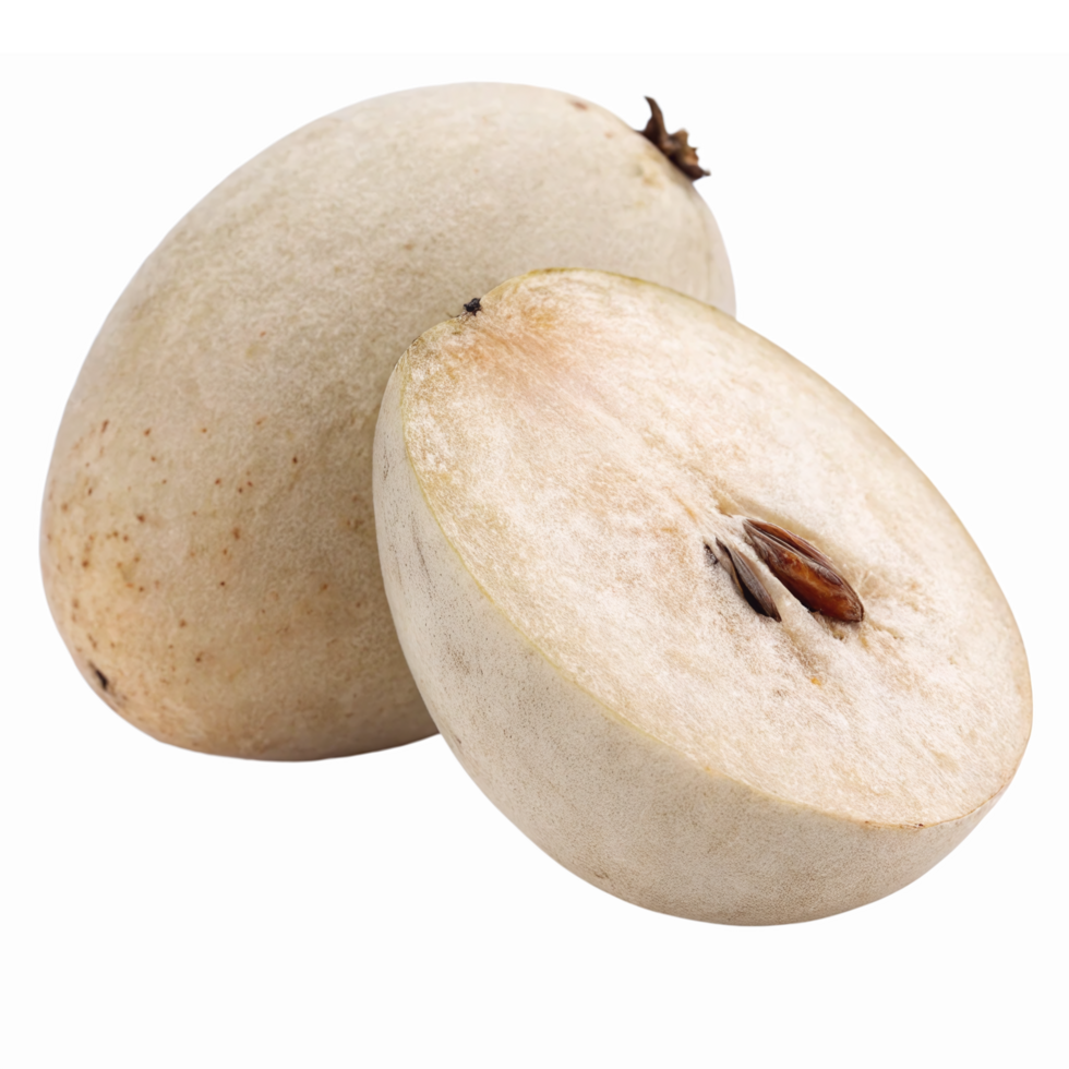 Fresh Sweet Sapote Fruit Halved and Whole on Transparent Background for Healthy Eating Recipes png