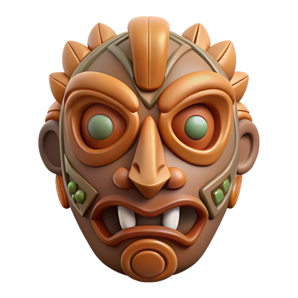 beautiful artistic A stylized, tribal mask, with intricate carvings high resolution png
