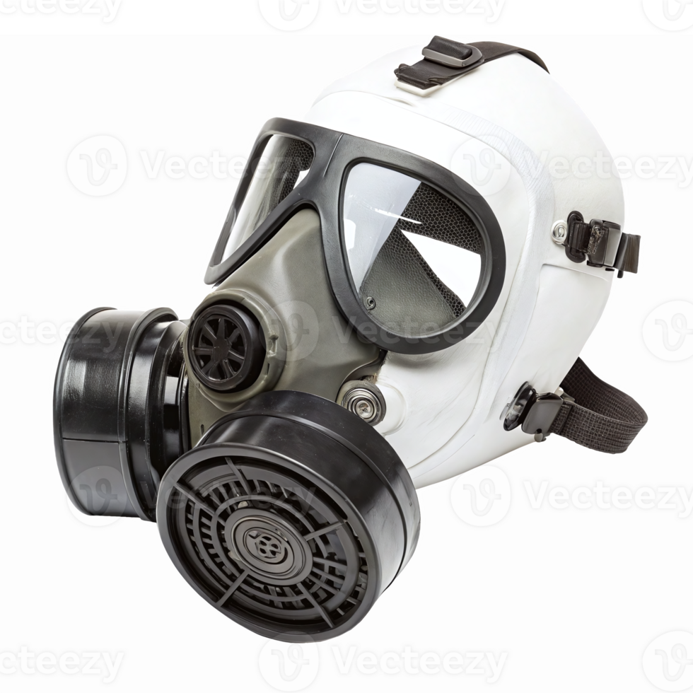 Realistic White Gas Mask with Filters for Protection against Airborne Pollutants png
