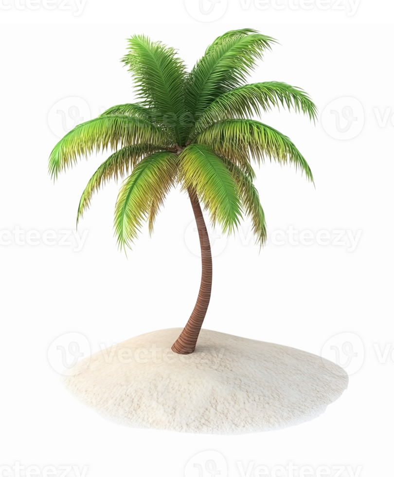 Tropical Palm Tree on Sandy Island with Lush Green Fronds for Summer Vacation Themes png