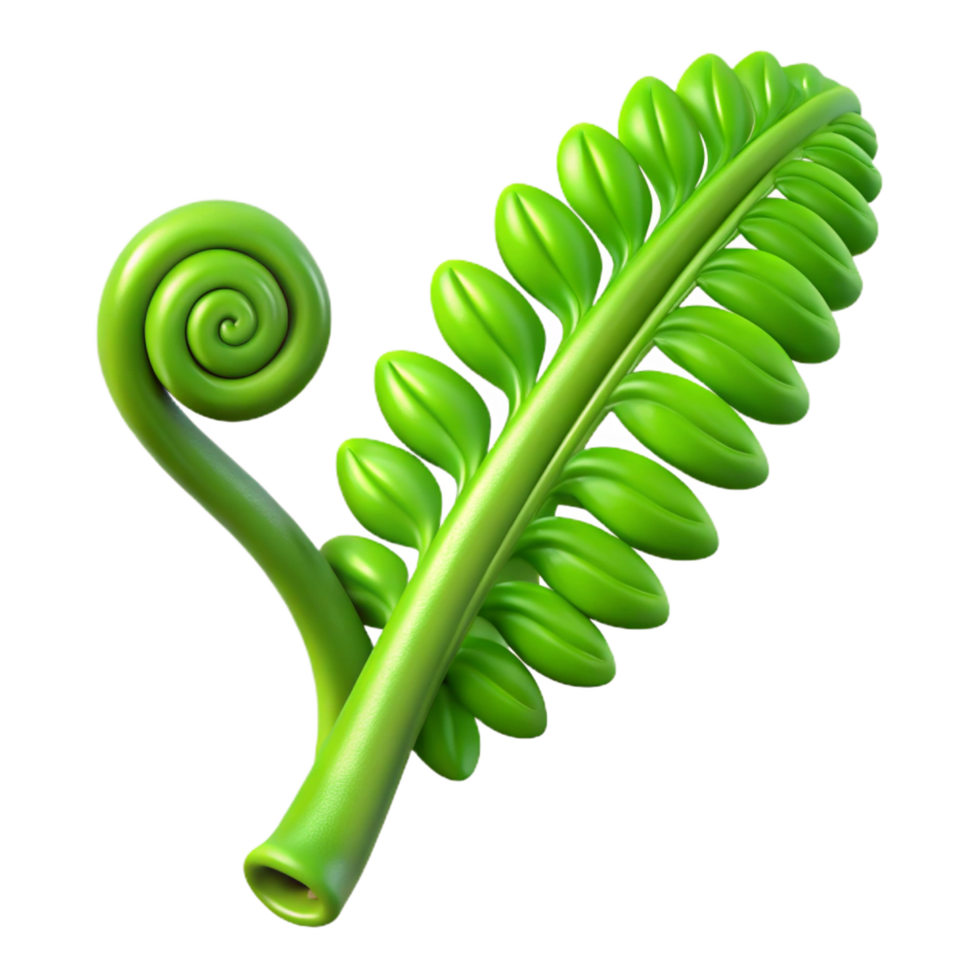 beautiful creative Green fern frond unfurling 4K png