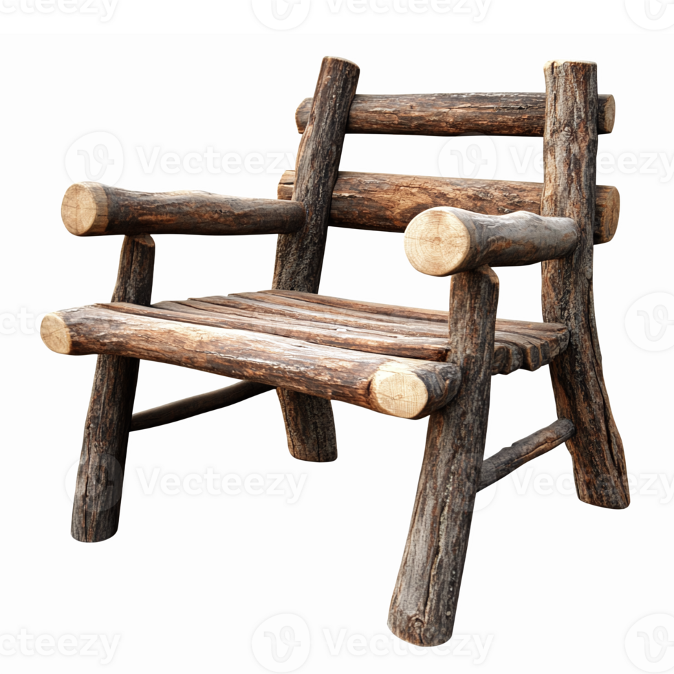 Rustic Wooden Log Chair for Outdoor Seating and Home Decor png