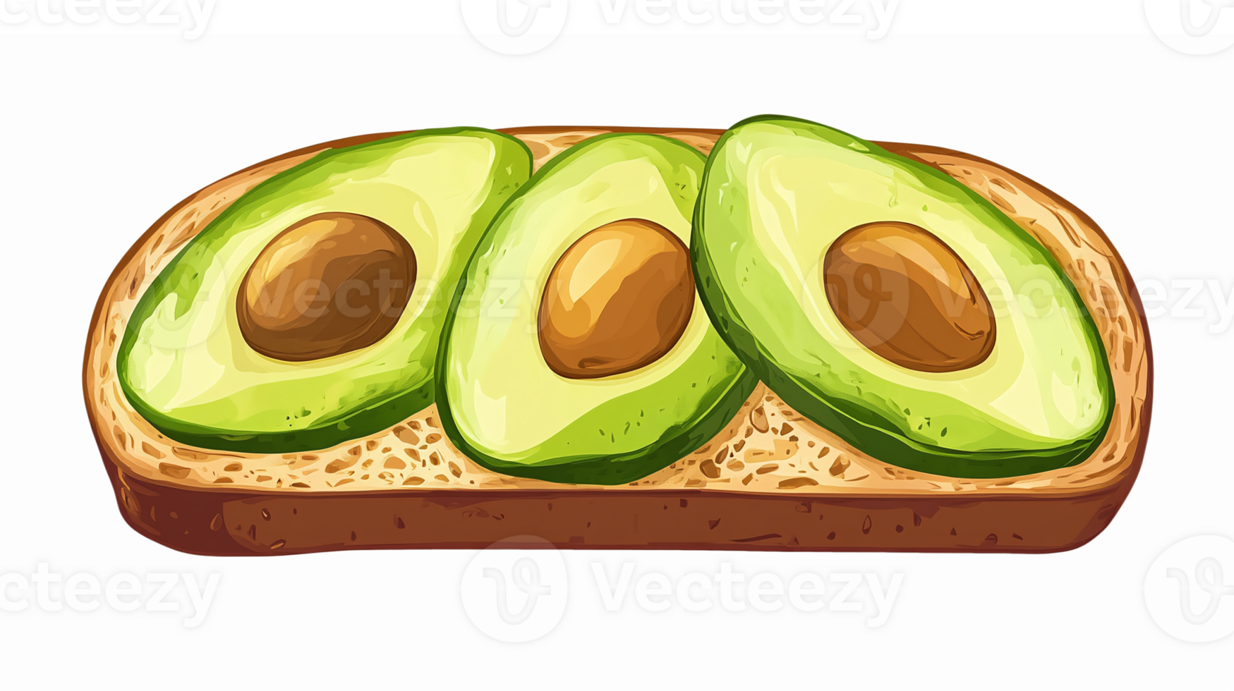 Delicious Avocado Toast with Slices of Fresh Avocado on Whole Grain Bread for Healthy Breakfast png