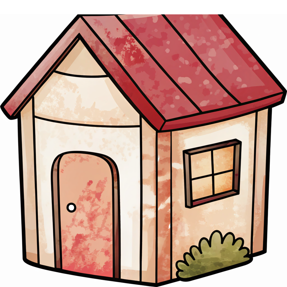 Charming Hand-Drawn House Illustration with Cozy Design and Transparent Background png