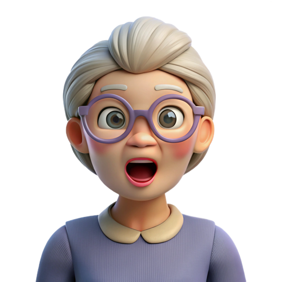 vibrant rustic Surprised senior woman with glasses, detailed png